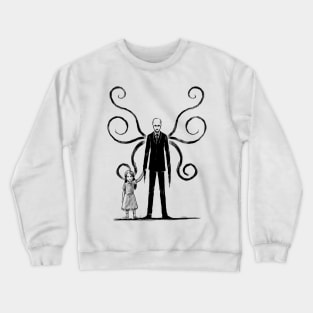 Ethereal Shadows: The Enigmatic Encounter of Slender Man and the Lost Innocence Crewneck Sweatshirt